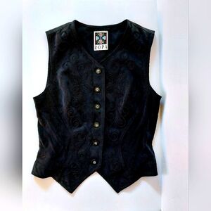 Southwestern Style Black Vest‎ Button Hairston Roberson Ropa size Medium